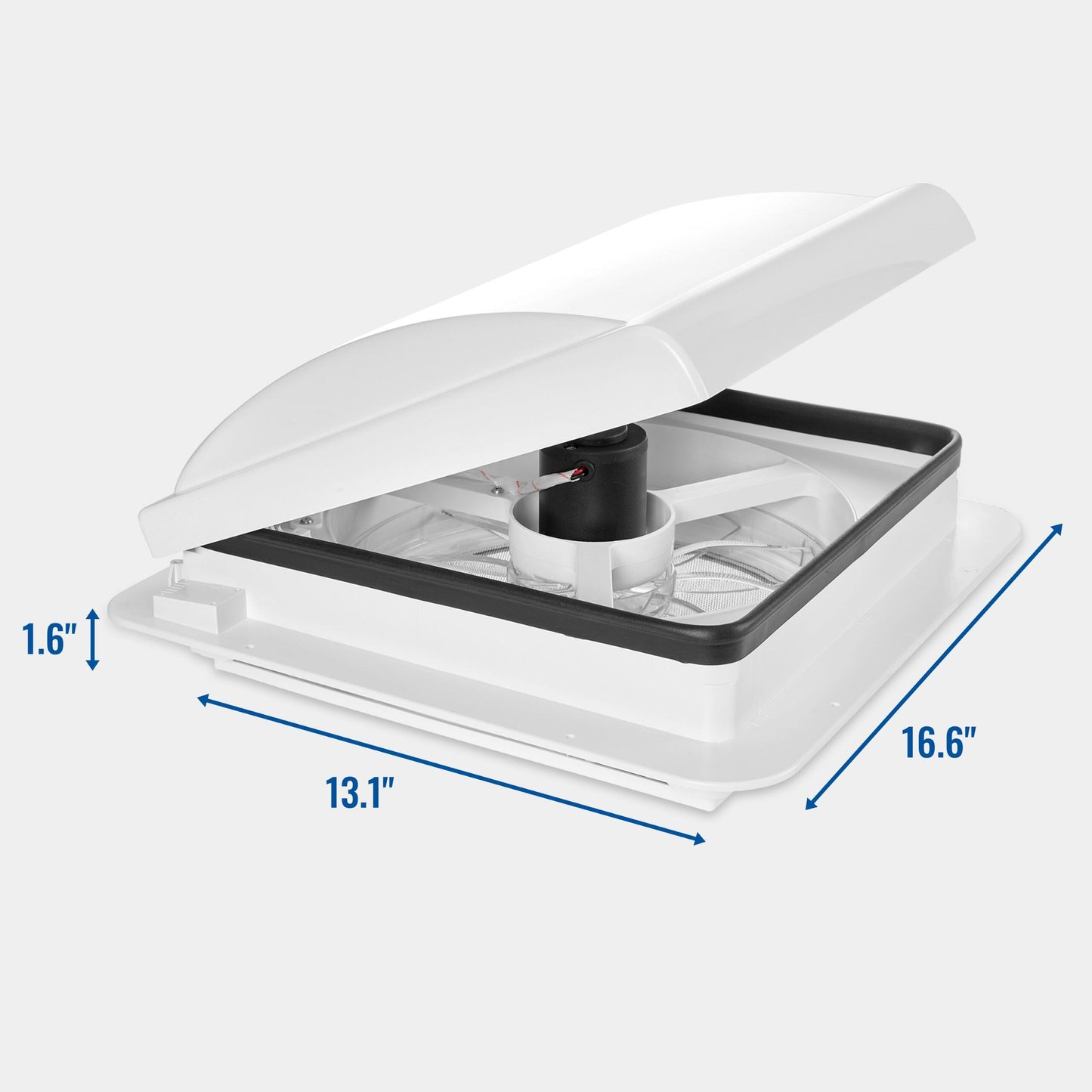 14” RV Roof Vent Fan, 12V Manual Camper Fan with Removable Screen