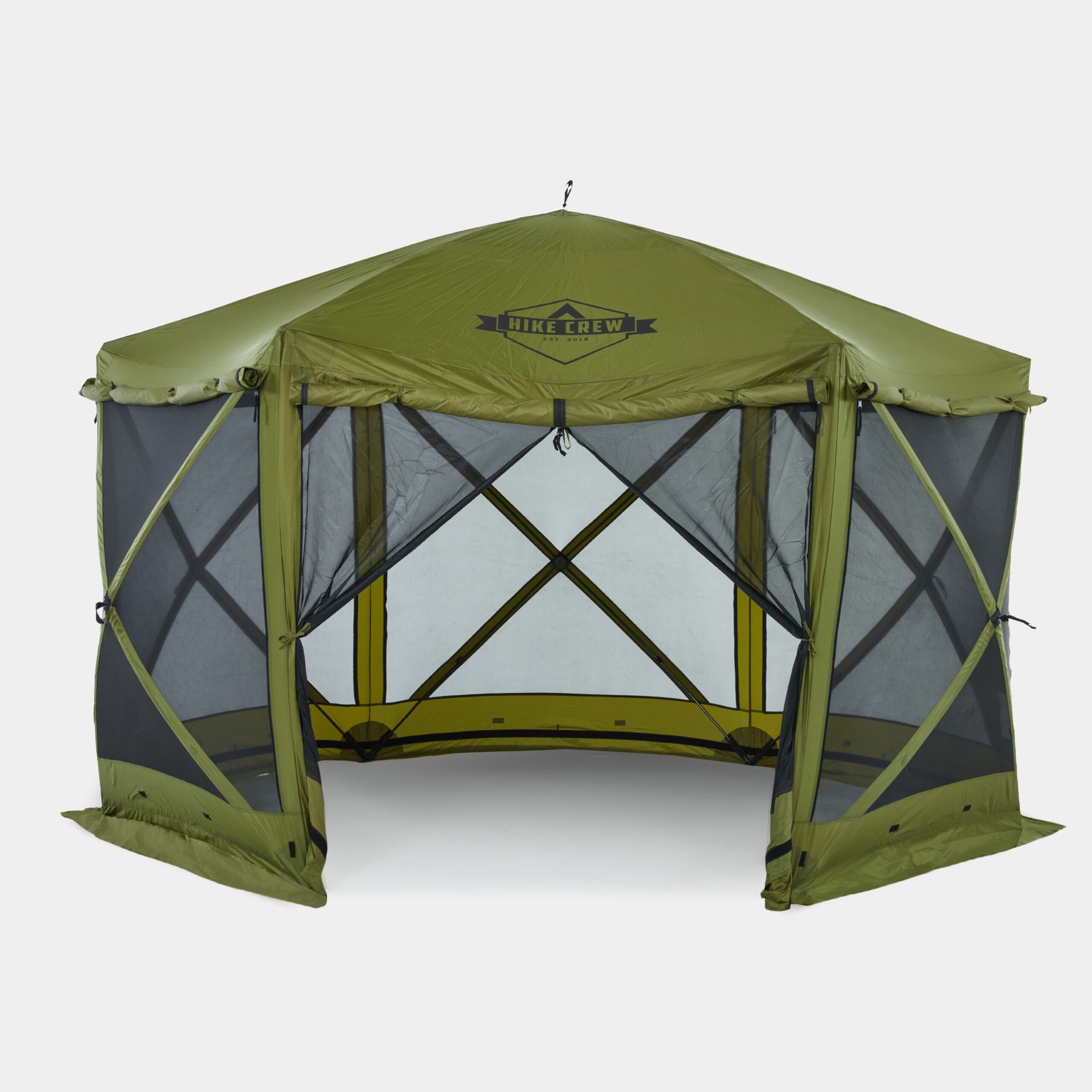12 man pop up tent Hike Crew 12’x12’ Pop Up Gazebo Tent, 6-Sided Outdoor Camping Canopy W/Zippered Wind Panels
