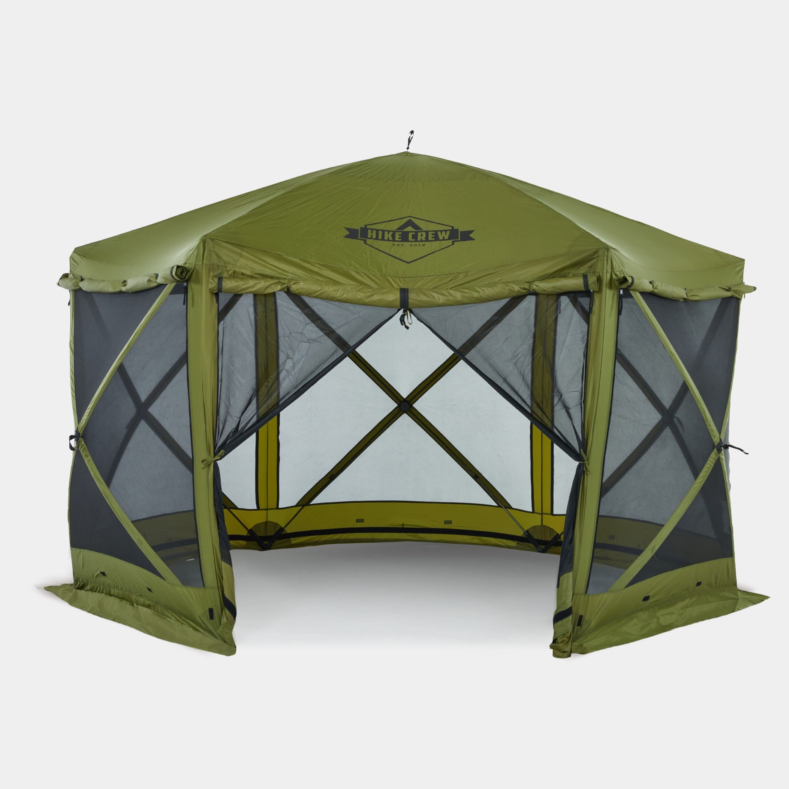 pop up tent hiking Hike Crew 12’x12’ Pop Up Gazebo Tent, 6-Sided Outdoor Camping Canopy W/Zippered Wind Panels