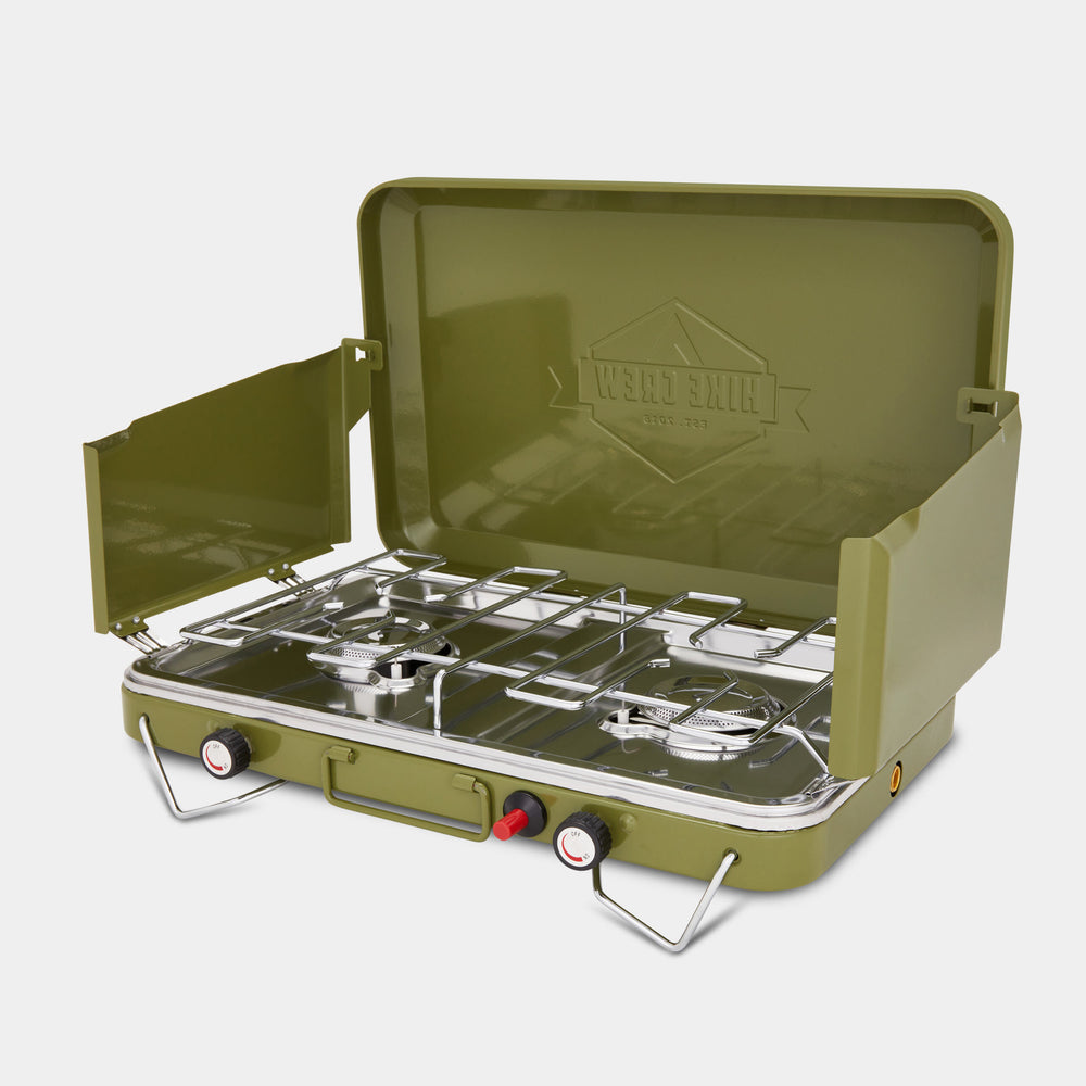 2 Burner Propane Stove, 20,000 BTU Portable Stove with Handle and Foldable Legs