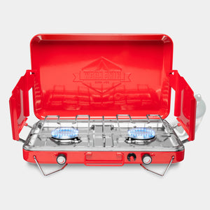 2 Burner Propane Stove, 20,000 BTU Portable Stove with Handle and Foldable Legs