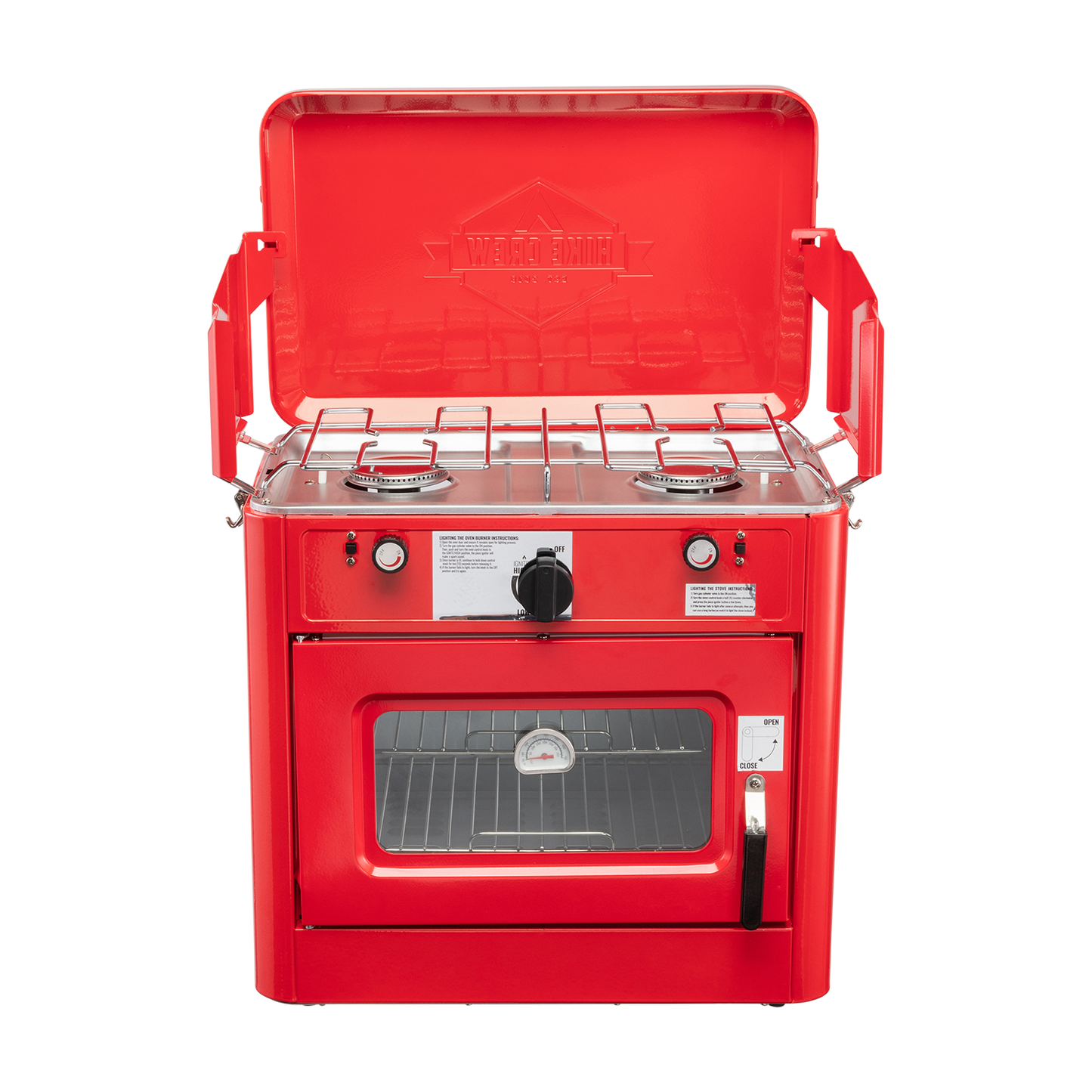 Hike Crew Portable Red Camping Oven with Dual Burner Propane Stove