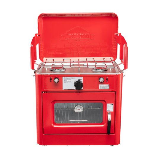 Hike Crew Portable Red Camping Oven with Dual Burner Propane Stove