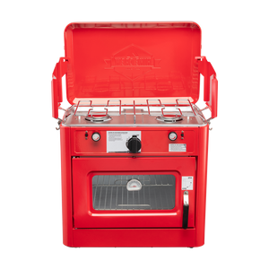 Hike Crew Portable Red Camping Oven with Dual Burner Propane Stove