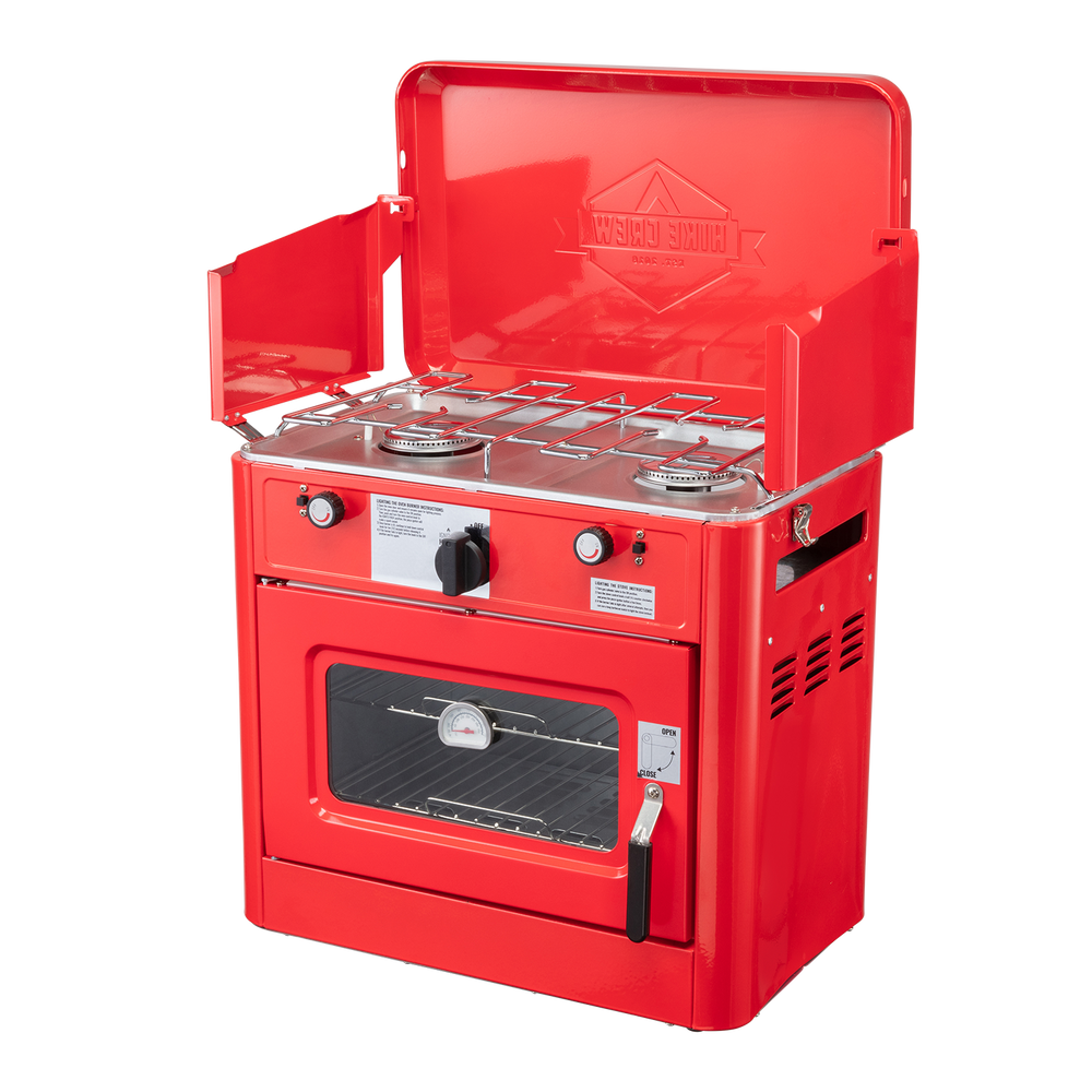 Hike Crew Portable Red Camping Oven with Dual Burner Propane Stove