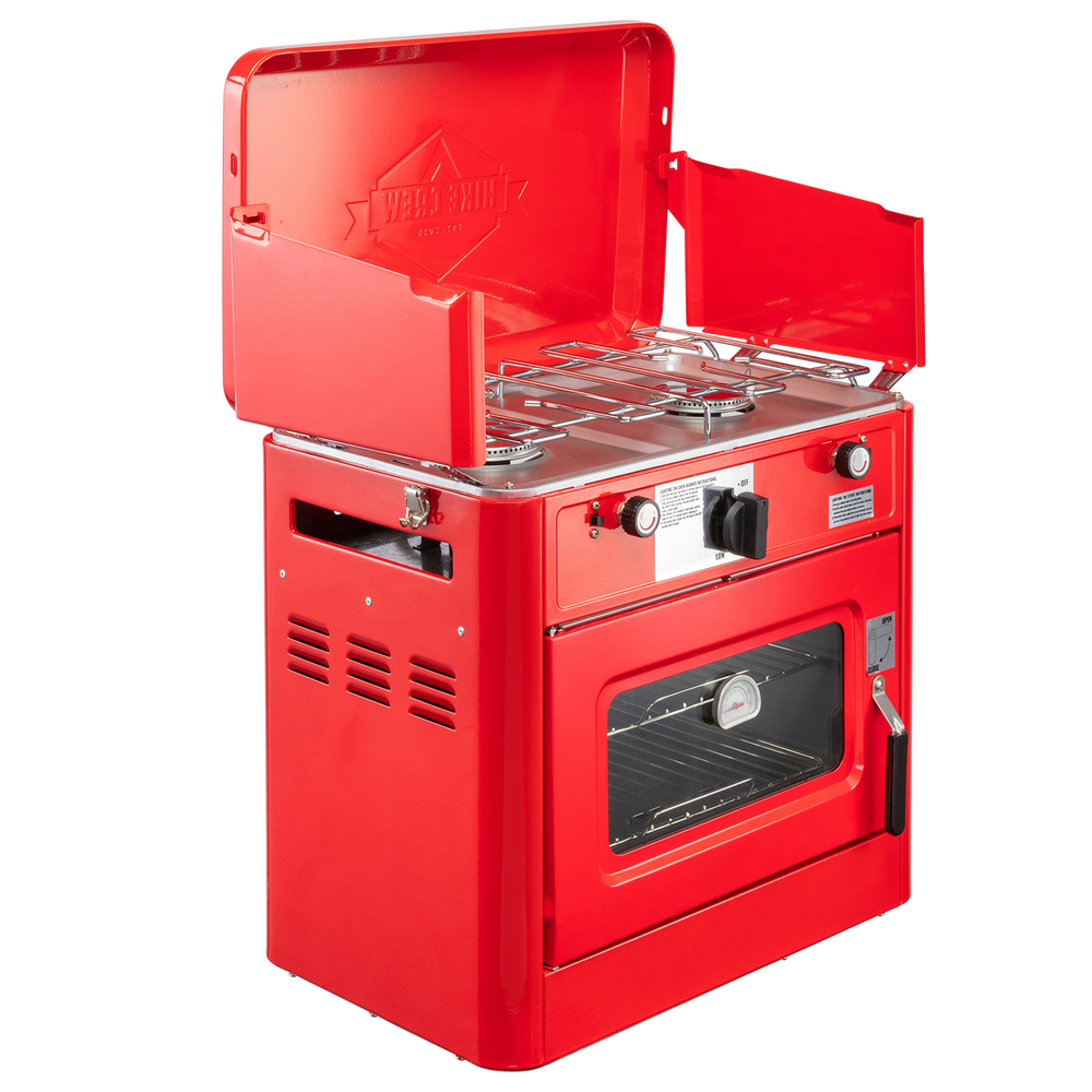 Hike Crew Portable Red Camping Oven with Dual Burner Propane Stove