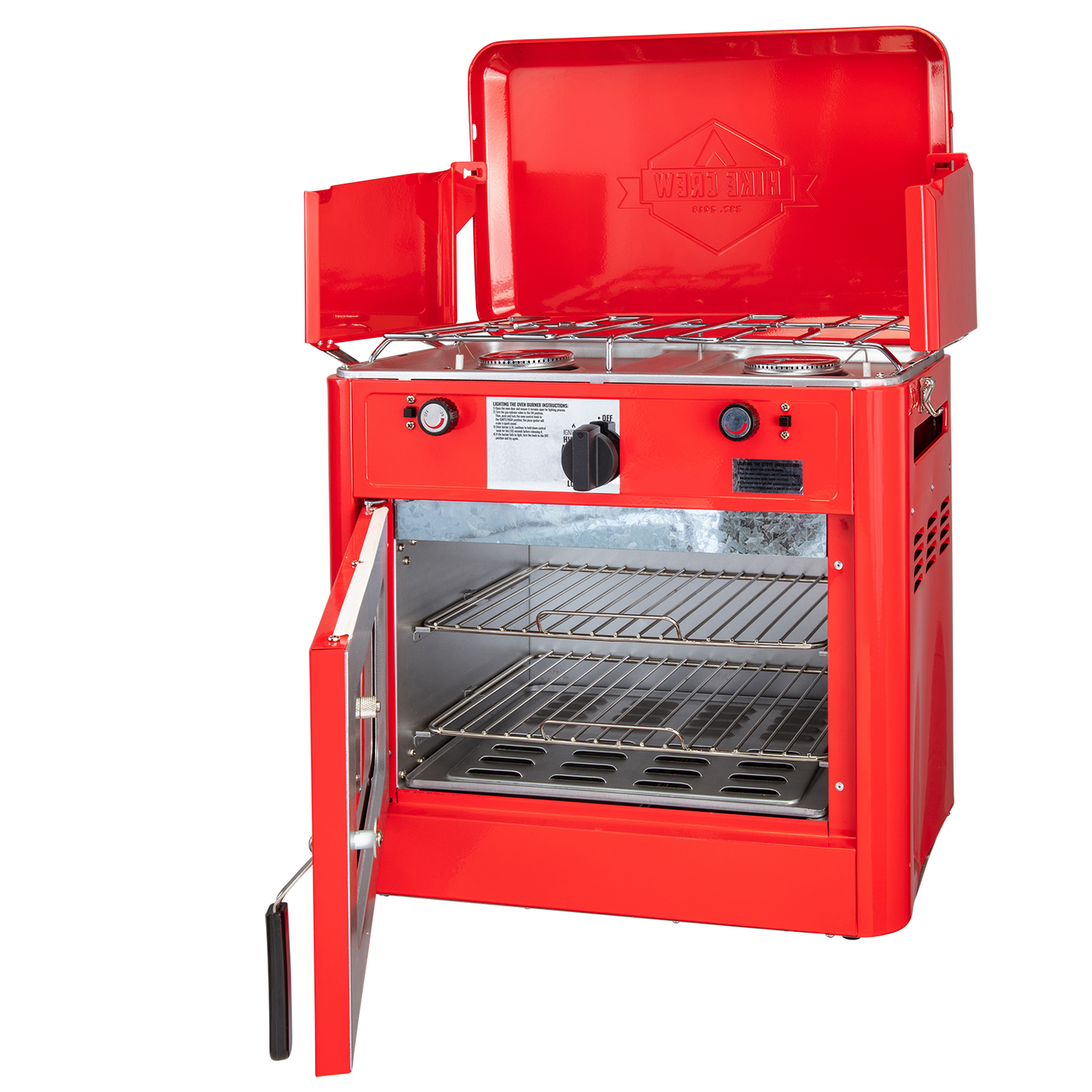 Hike Crew Portable Red Camping Oven with Dual Burner Propane Stove